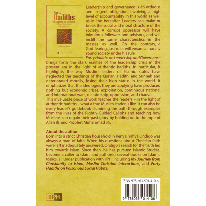 40 Hadiths on Leadership & Governance | Buy Book at Dar-us-Salam