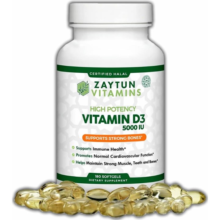 Halal Vitamin D3 5000 IU (180 Softgels) | Buy the Sunshine Vitamin