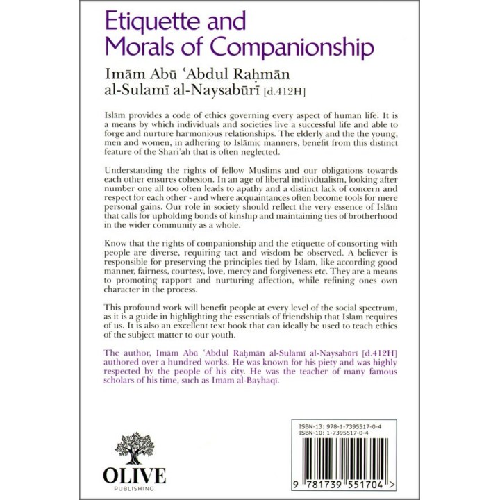 Etiquette and Morals of Companions | By:Imam Abu Abdul Rahman al-Sulami al-Naysaburi | Olive Publishing